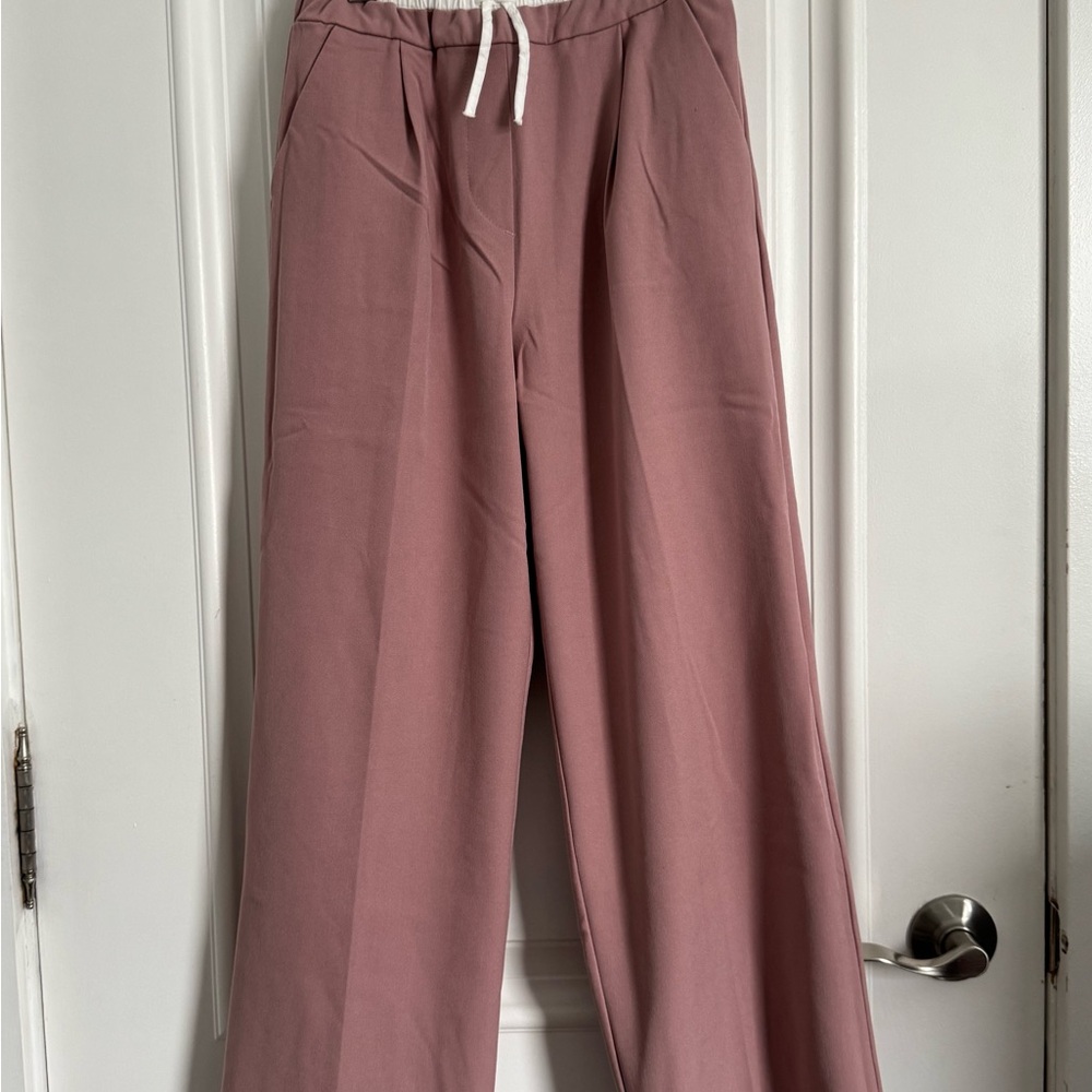 Zara Mauve and White Elastic Waist Pants 152 short